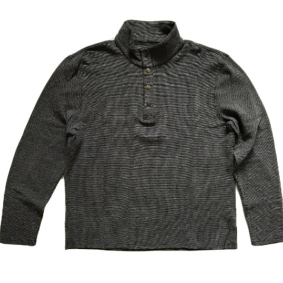 Michael Kors Pullover Sweater Mens Large Gray Mock Neck Knit Snap